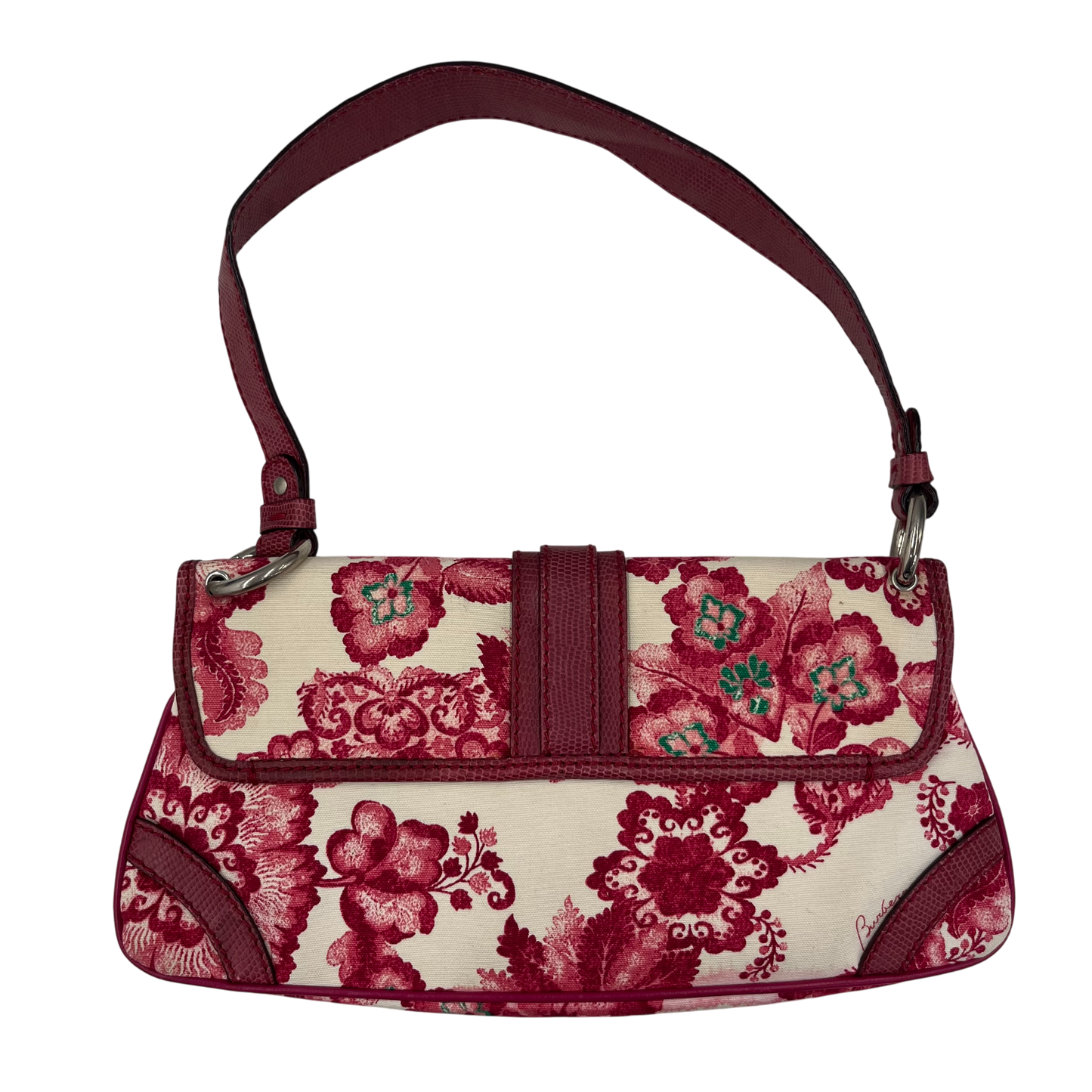 BURBERRY LONDON Shoulder Bag Rank (B) Shocking Pink Damage Canvas Leather Trimmed