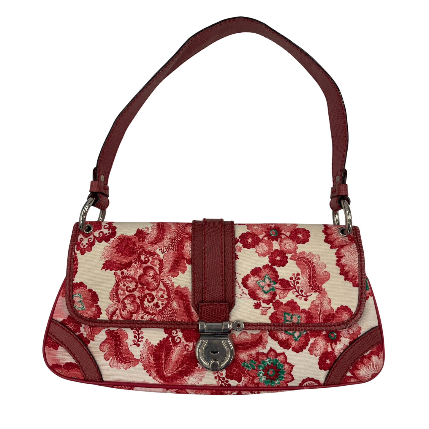 BURBERRY LONDON Shoulder Bag Rank (B) Shocking Pink Damage Canvas Leather Trimmed