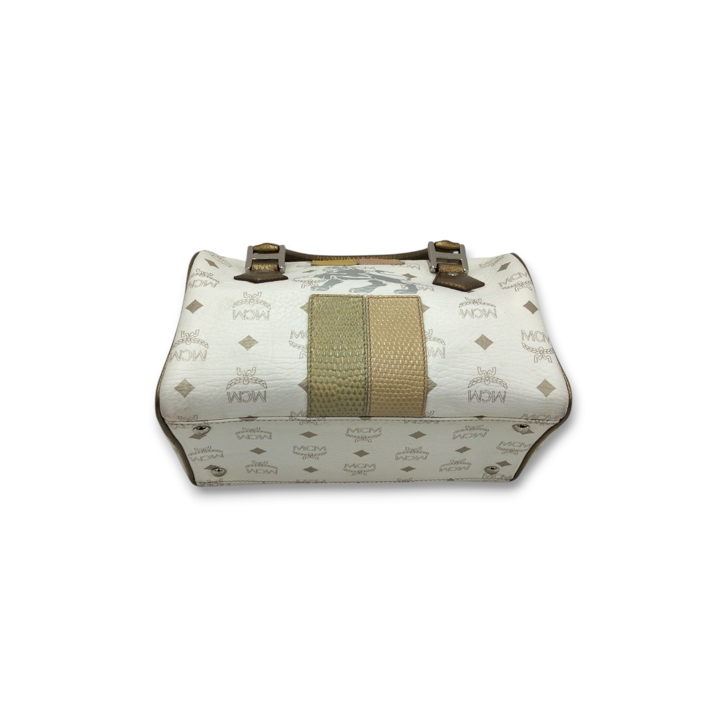 MCM Handbag 1011080020922 White Stain Princess Lion Rank B