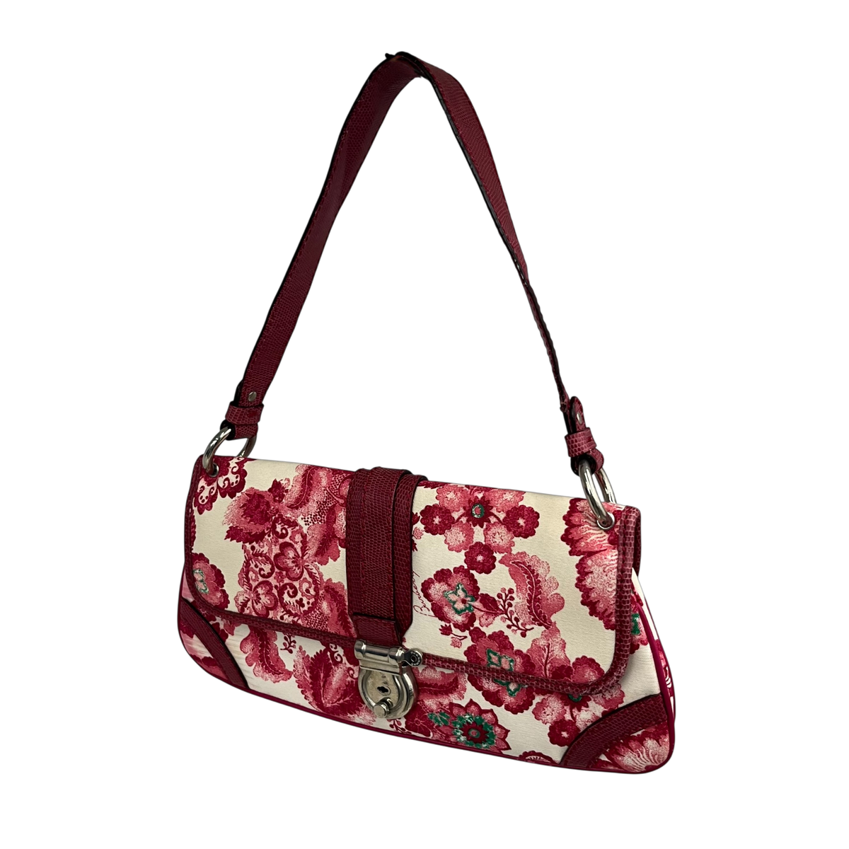 BURBERRY LONDON Shoulder Bag Rank (B) Shocking Pink Damage Canvas Leather Trimmed
