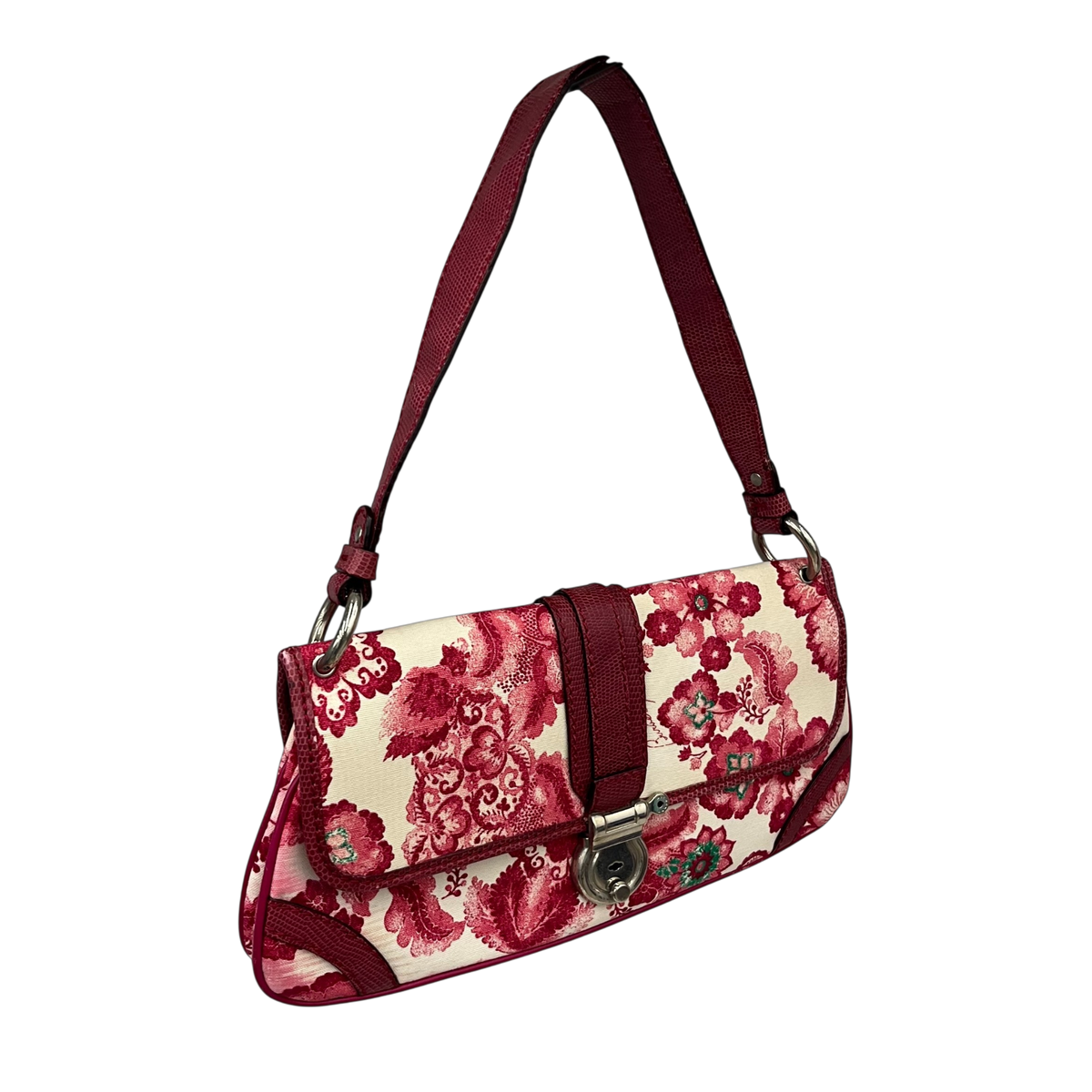 BURBERRY LONDON Shoulder Bag Rank (B) Shocking Pink Damage Canvas Leather Trimmed