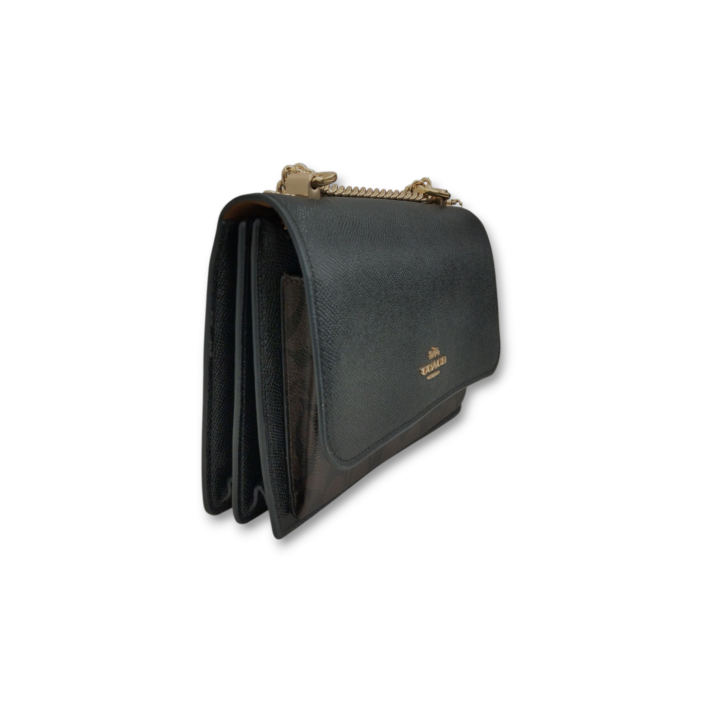 COACH Shoulder Bag 91019 Black/Brown *Stain* Rank B