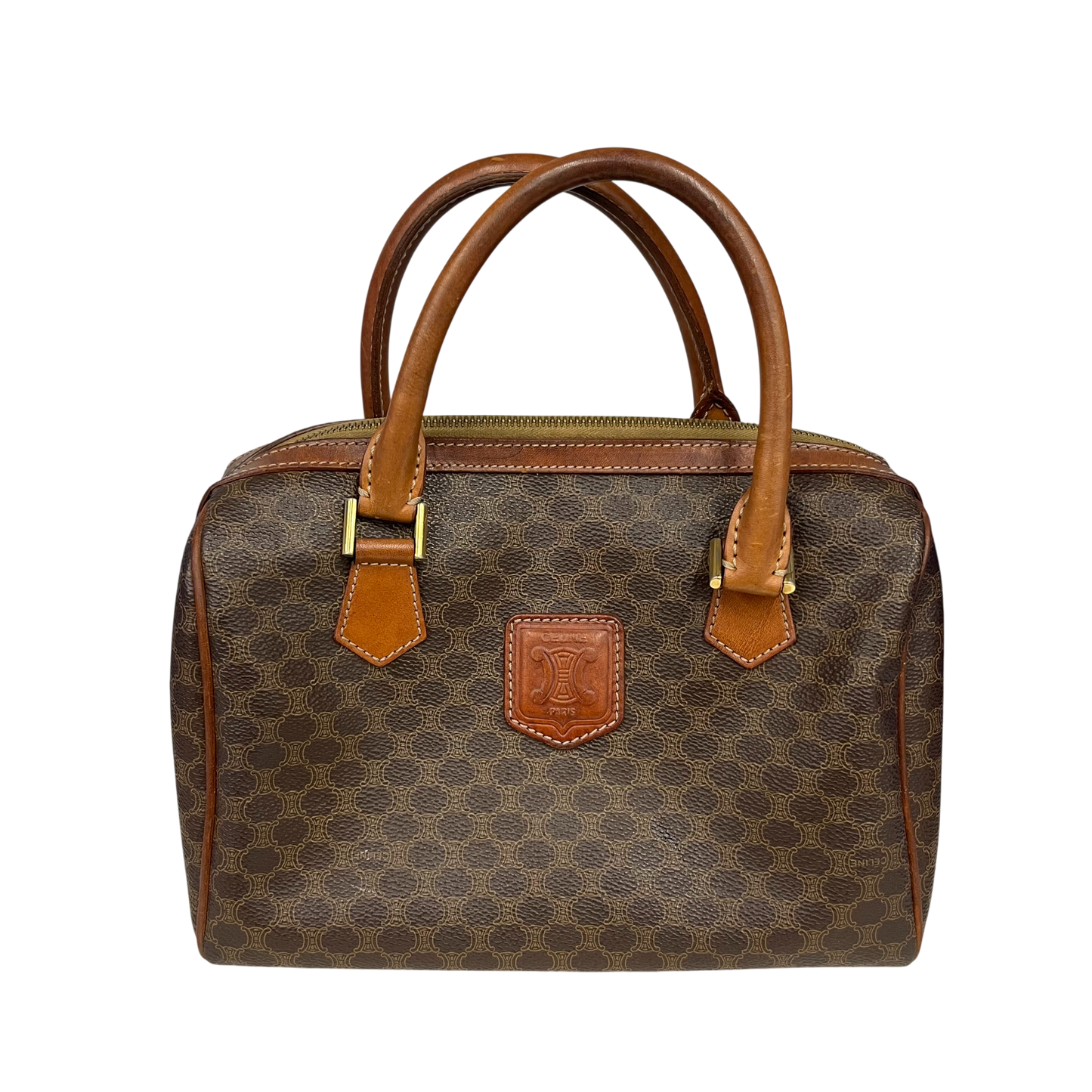 CELINE Mini Boston Bag VINTAGE Rank (B) Brown Scratch MC98/2