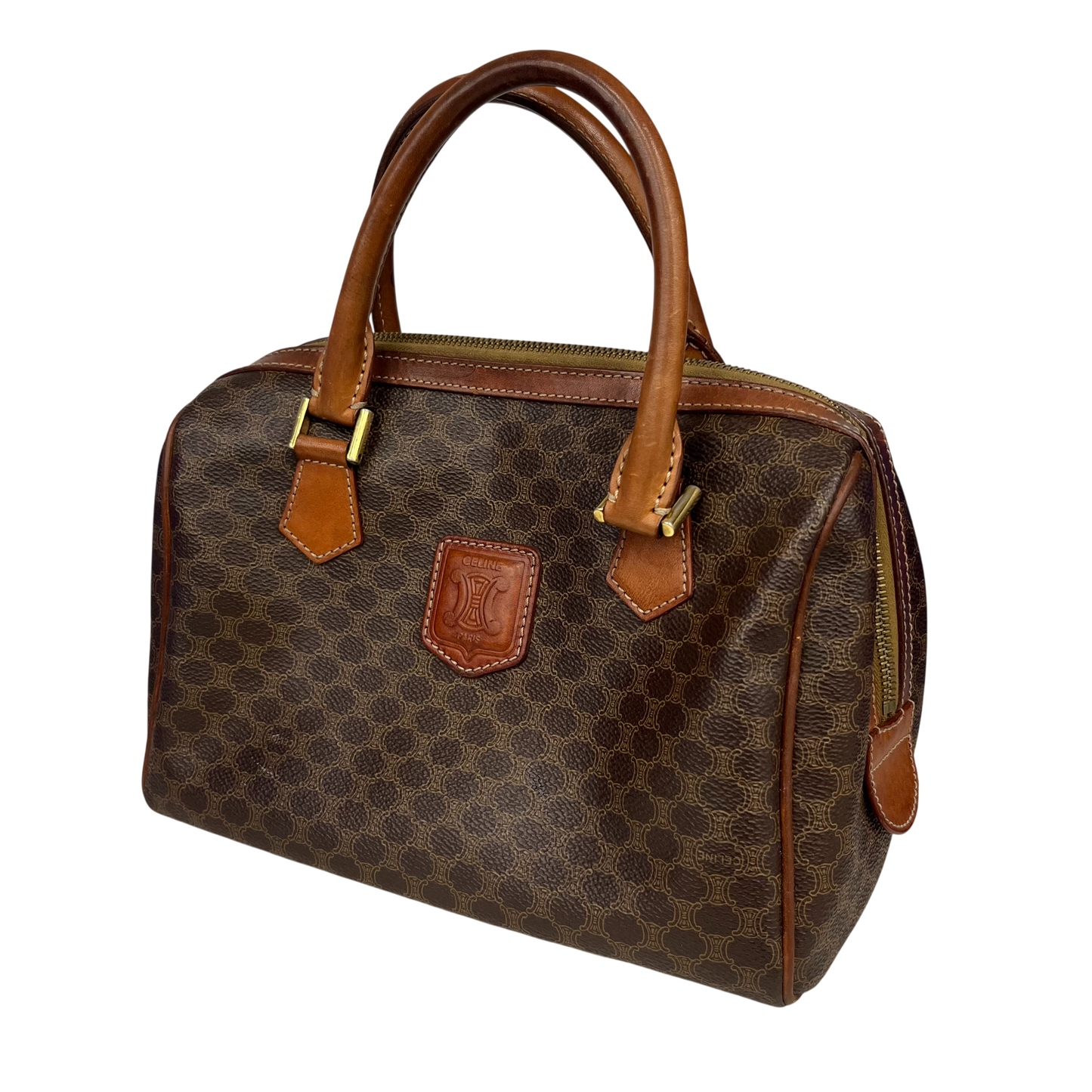 CELINE Mini Boston Bag VINTAGE Rank (B) Brown Scratch MC98/2