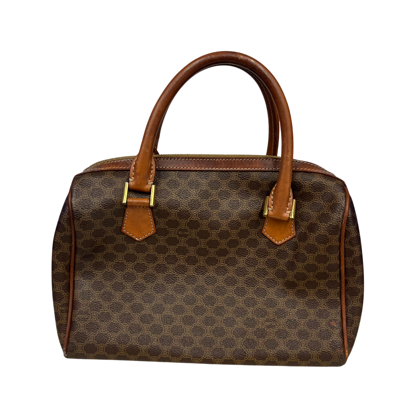 CELINE Mini Boston Bag VINTAGE Rank (B) Brown Scratch MC98/2