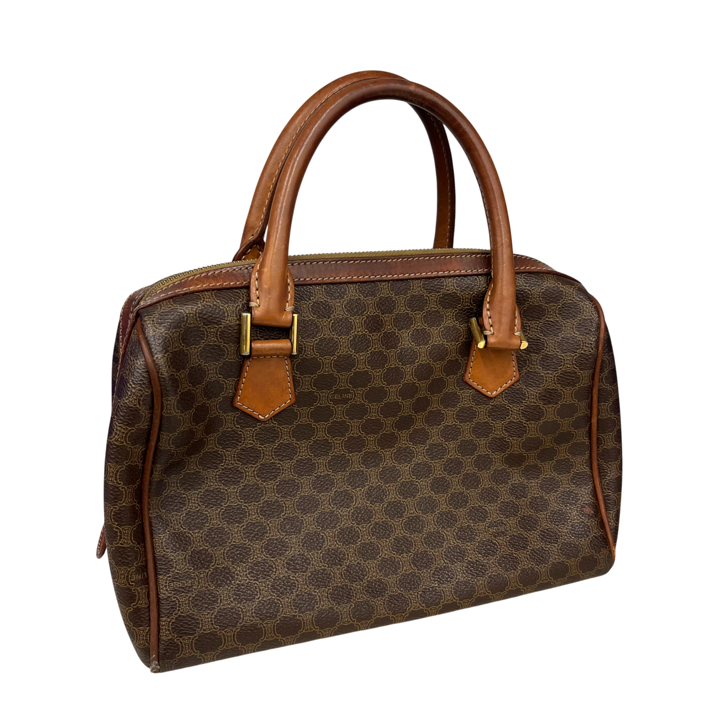 CELINE Mini Boston Bag VINTAGE Rank (B) Brown Scratch MC98/2