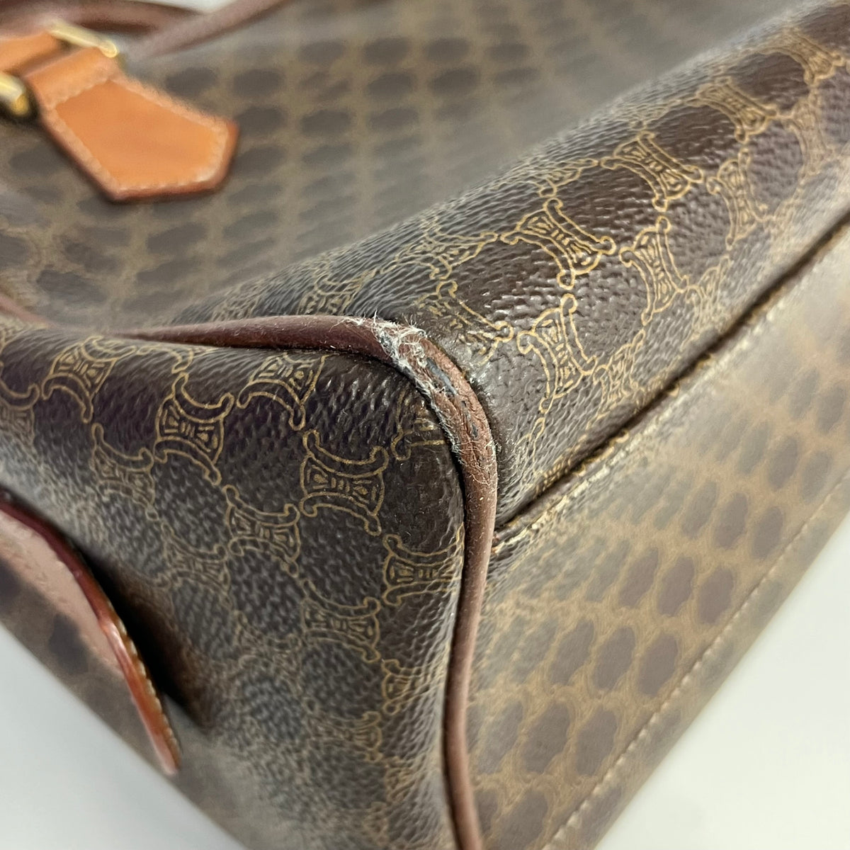CELINE Mini Boston Bag VINTAGE Rank (B) Brown Scratch MC98/2