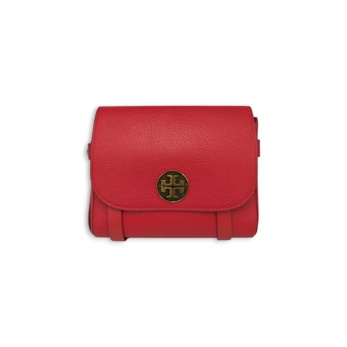 TORY BURCH Shoulder Bag Red *Strap Damage* Alastair Pebbled Rank B