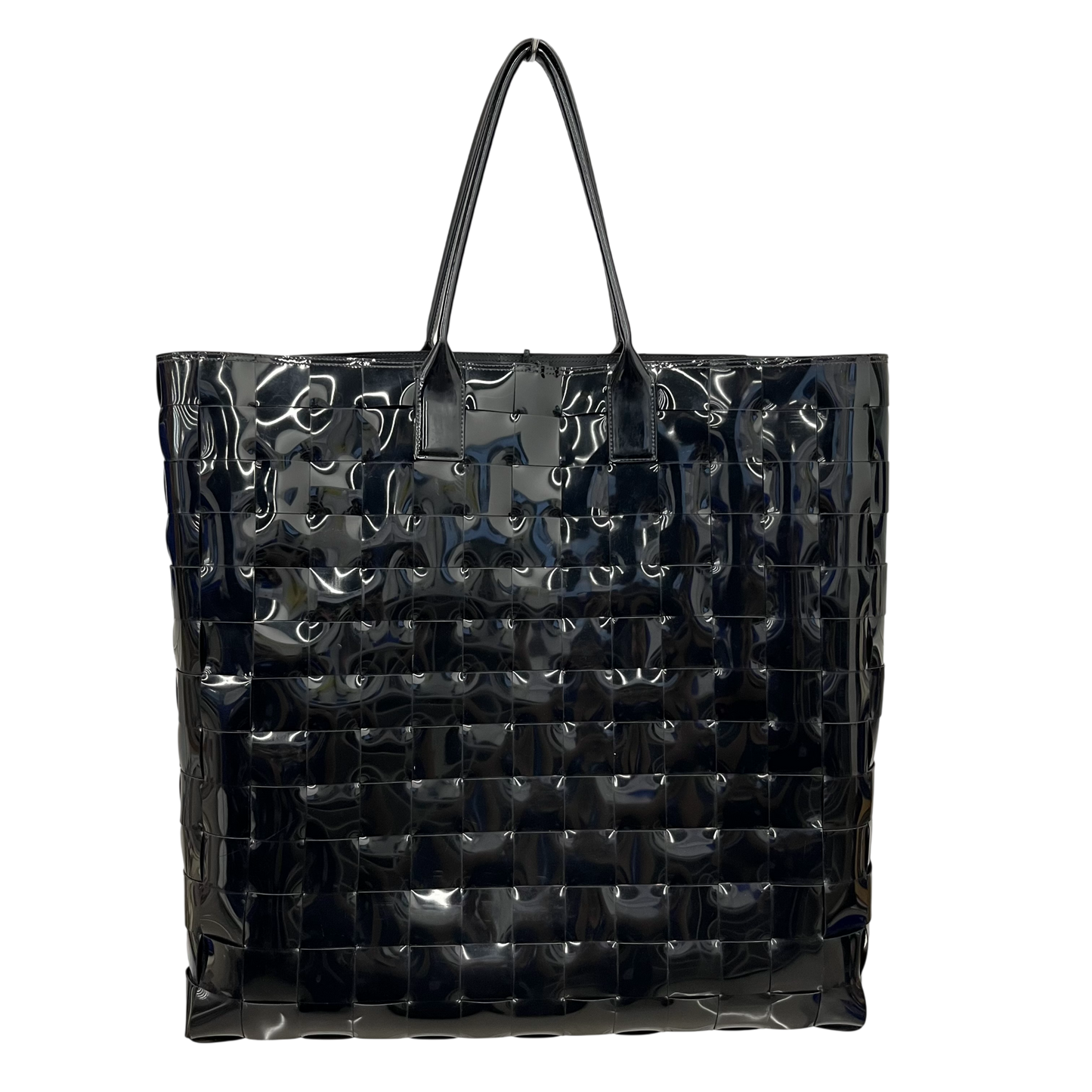 BOTTEGA VENETA Tote Bag Rank (B) Black Damage Extra Large Intrecciato Woven Pvc Tote