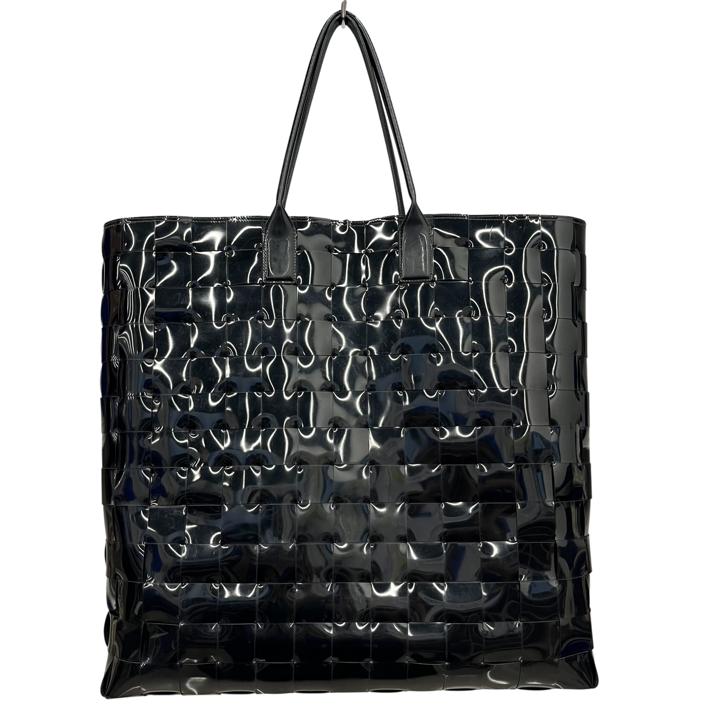 BOTTEGA VENETA Tote Bag Rank (B) Black Damage Extra Large Intrecciato Woven Pvc Tote