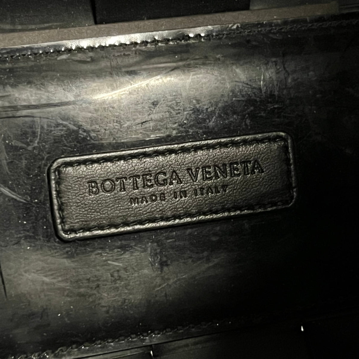 BOTTEGA VENETA Tote Bag Rank (B) Black Damage Extra Large Intrecciato Woven Pvc Tote
