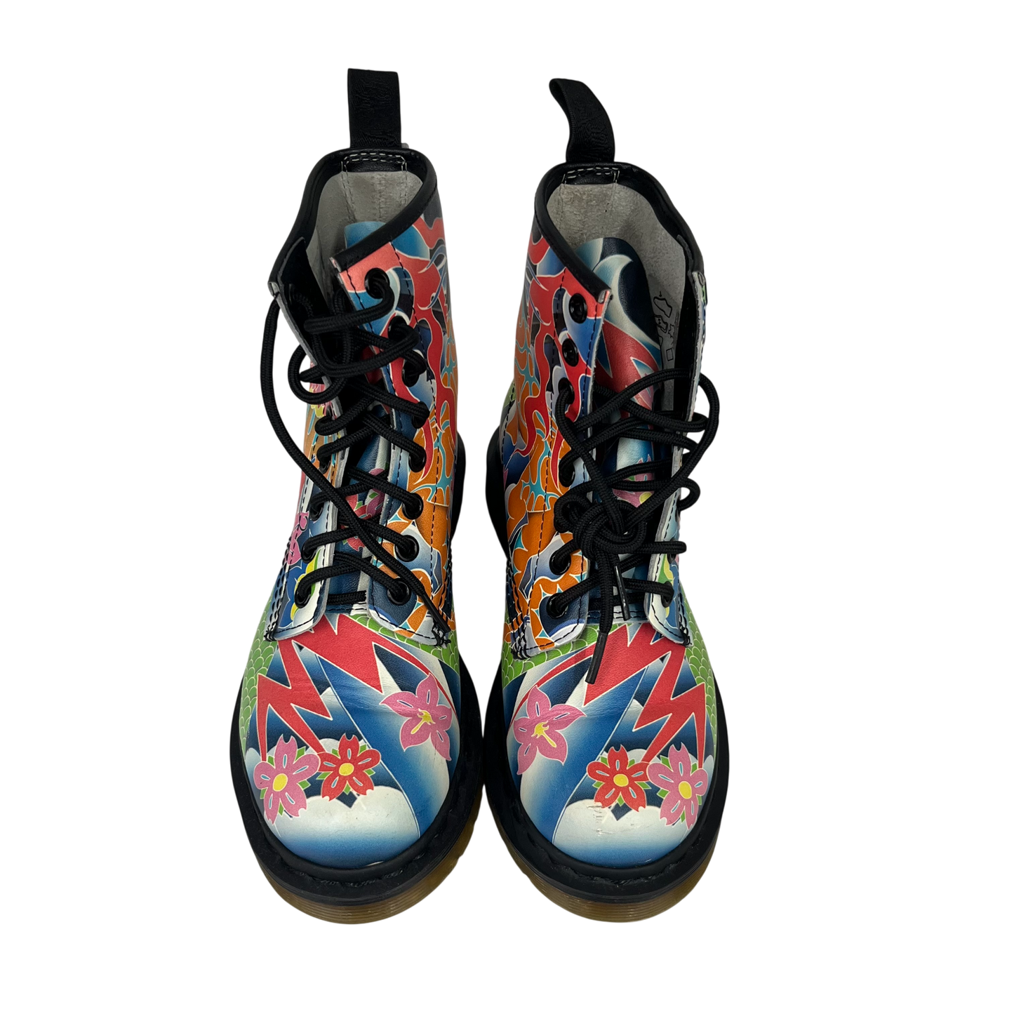 Dr.Martens Boots 36 Lady's Blue And Green Rank (B) 1460 Psych Tattoo