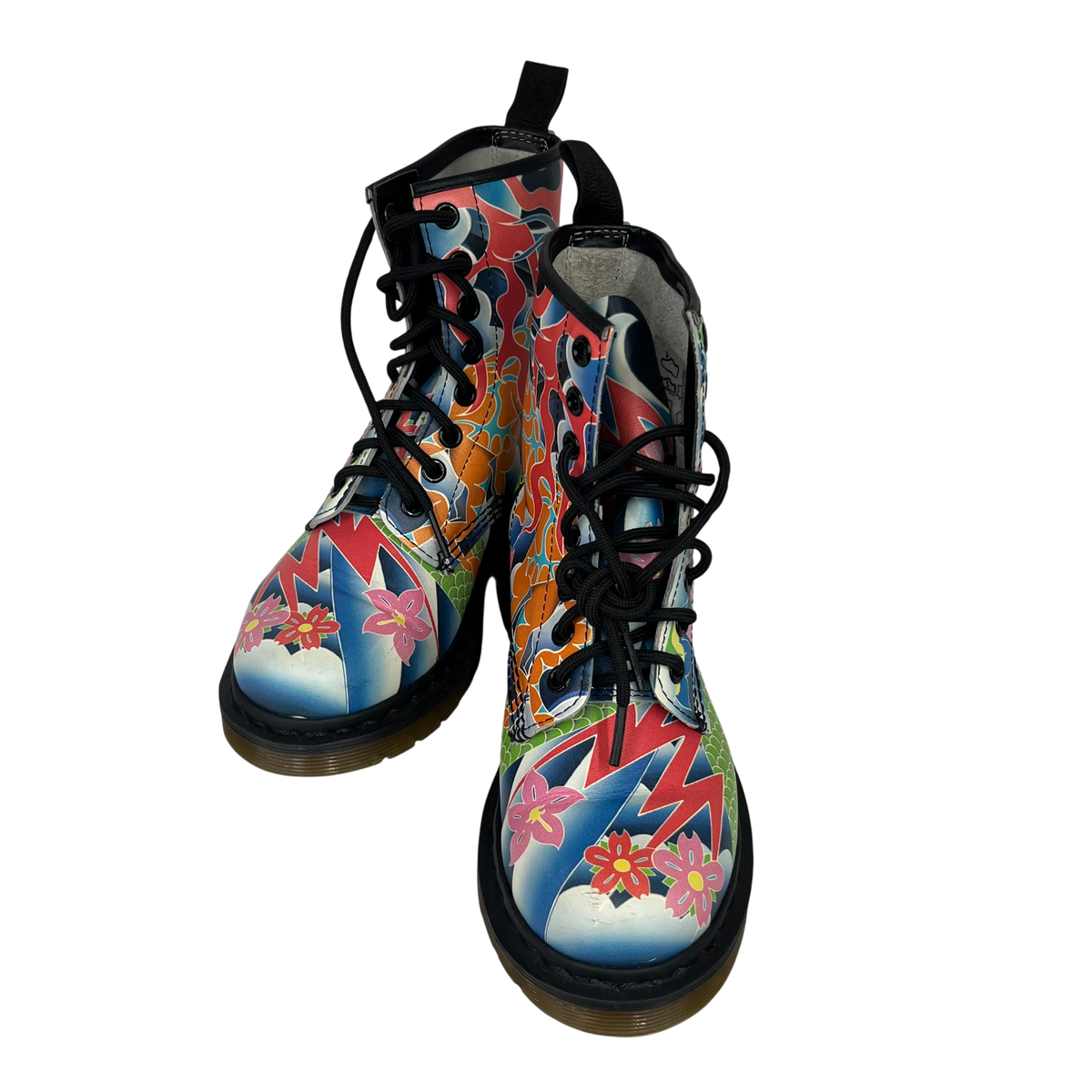 Dr.Martens Boots 36 Lady's Blue And Green Rank (B) 1460 Psych Tattoo