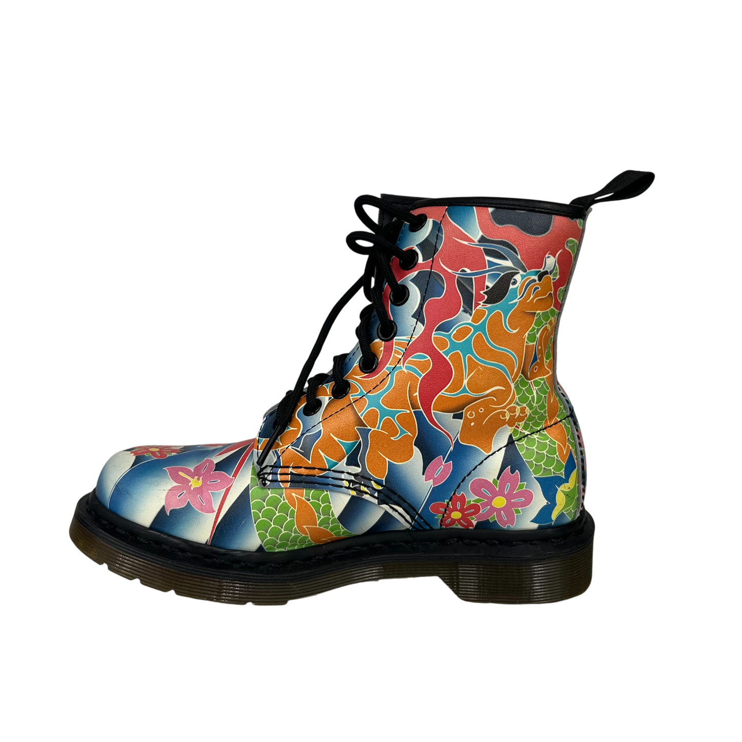 Dr.Martens Boots 36 Lady's Blue And Green Rank (B) 1460 Psych Tattoo