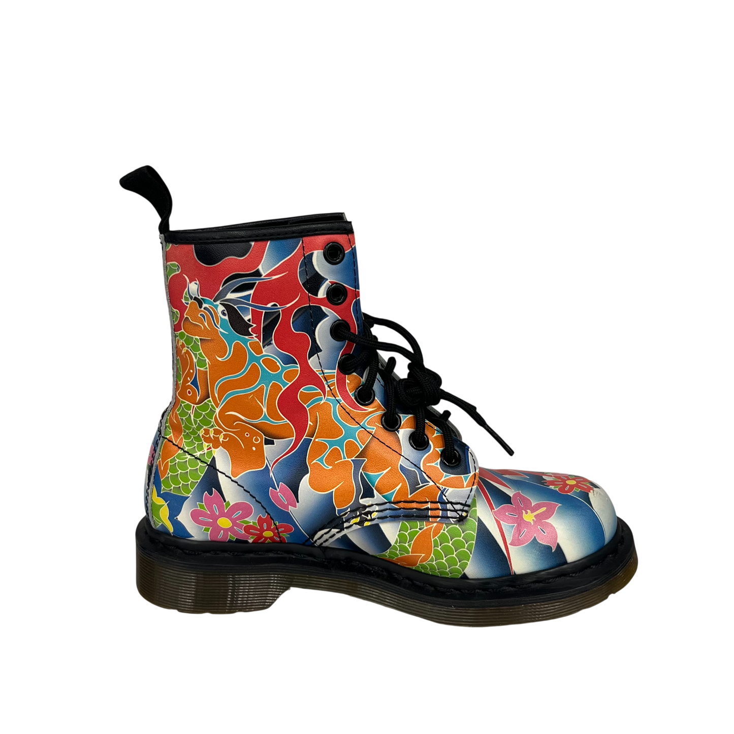 Dr.Martens Boots 36 Lady's Blue And Green Rank (B) 1460 Psych Tattoo