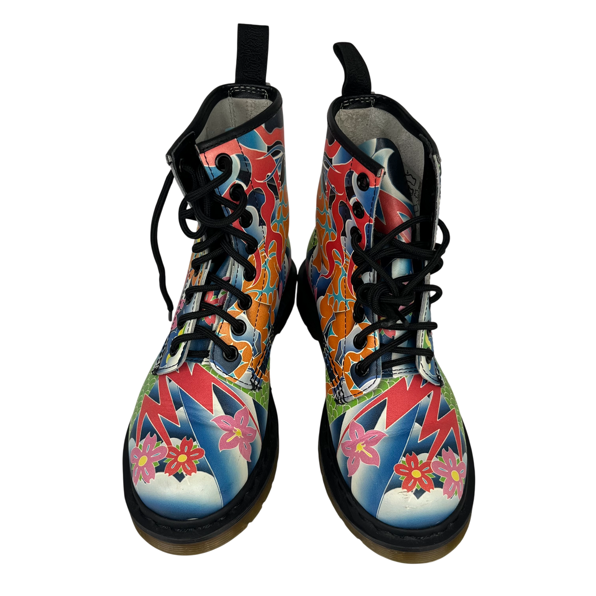 Dr.Martens Boots 36 Lady's Blue And Green Rank (B) 1460 Psych Tattoo