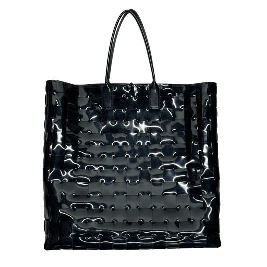 BOTTEGA VENETA Tote Bag Rank (B) Black Damage Extra Large Intrecciato Woven Pvc Tote