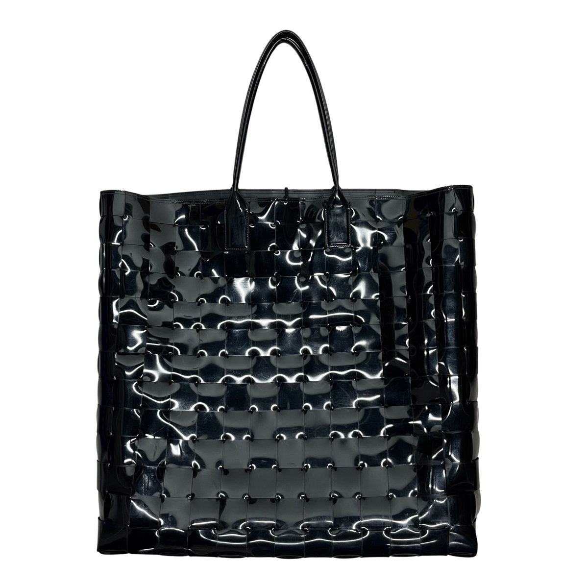 BOTTEGA VENETA Tote Bag Rank (B) Black Damage Extra Large Intrecciato Woven Pvc Tote