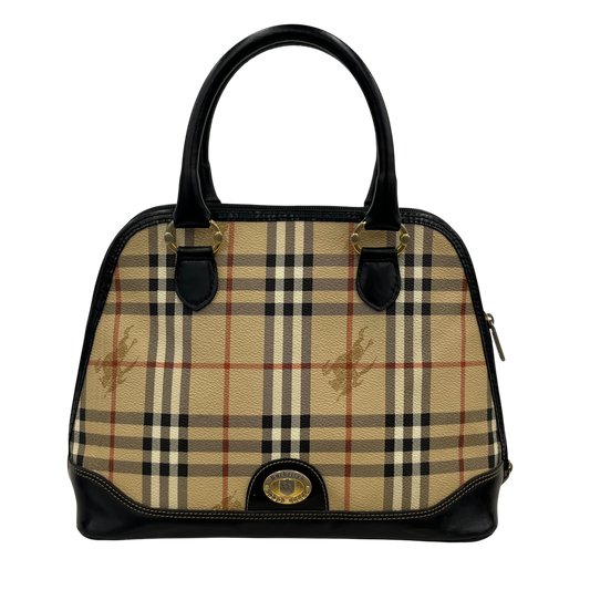 BURBERRY Handbag Rank (B) Brown And Black Scratch VINTAGE CHECK ALMA