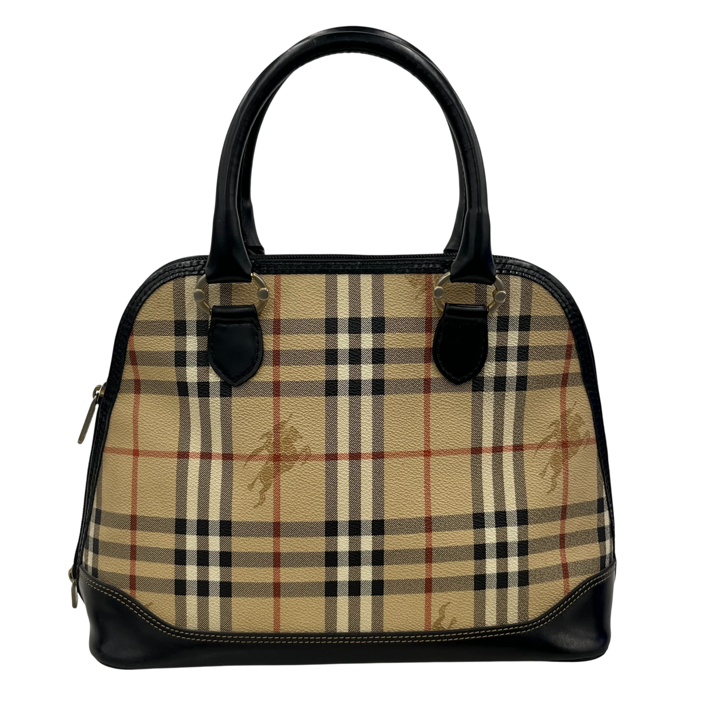 BURBERRY Handbag Rank (B) Brown And Black Scratch VINTAGE CHECK ALMA