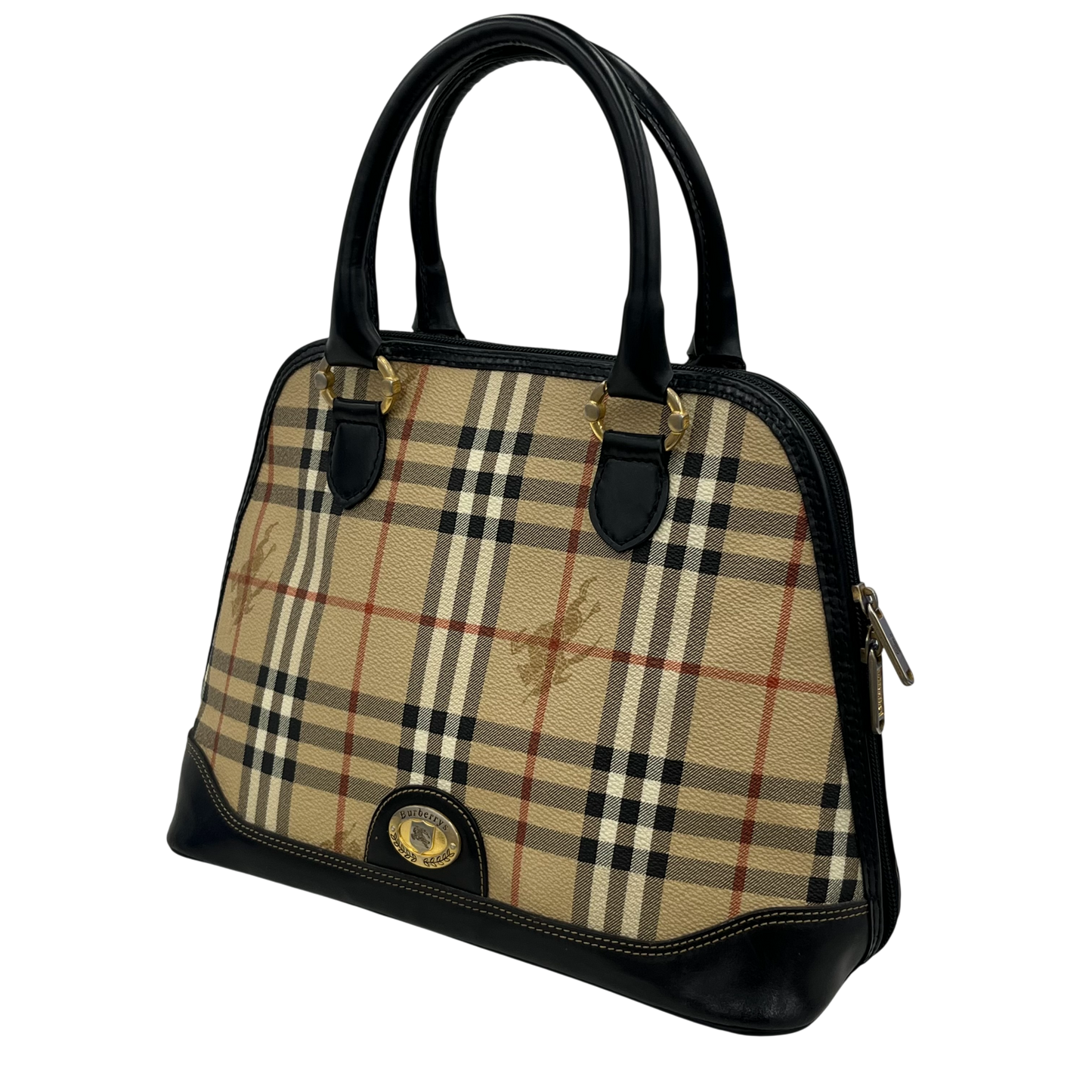 BURBERRY Handbag Rank (B) Brown And Black Scratch VINTAGE CHECK ALMA