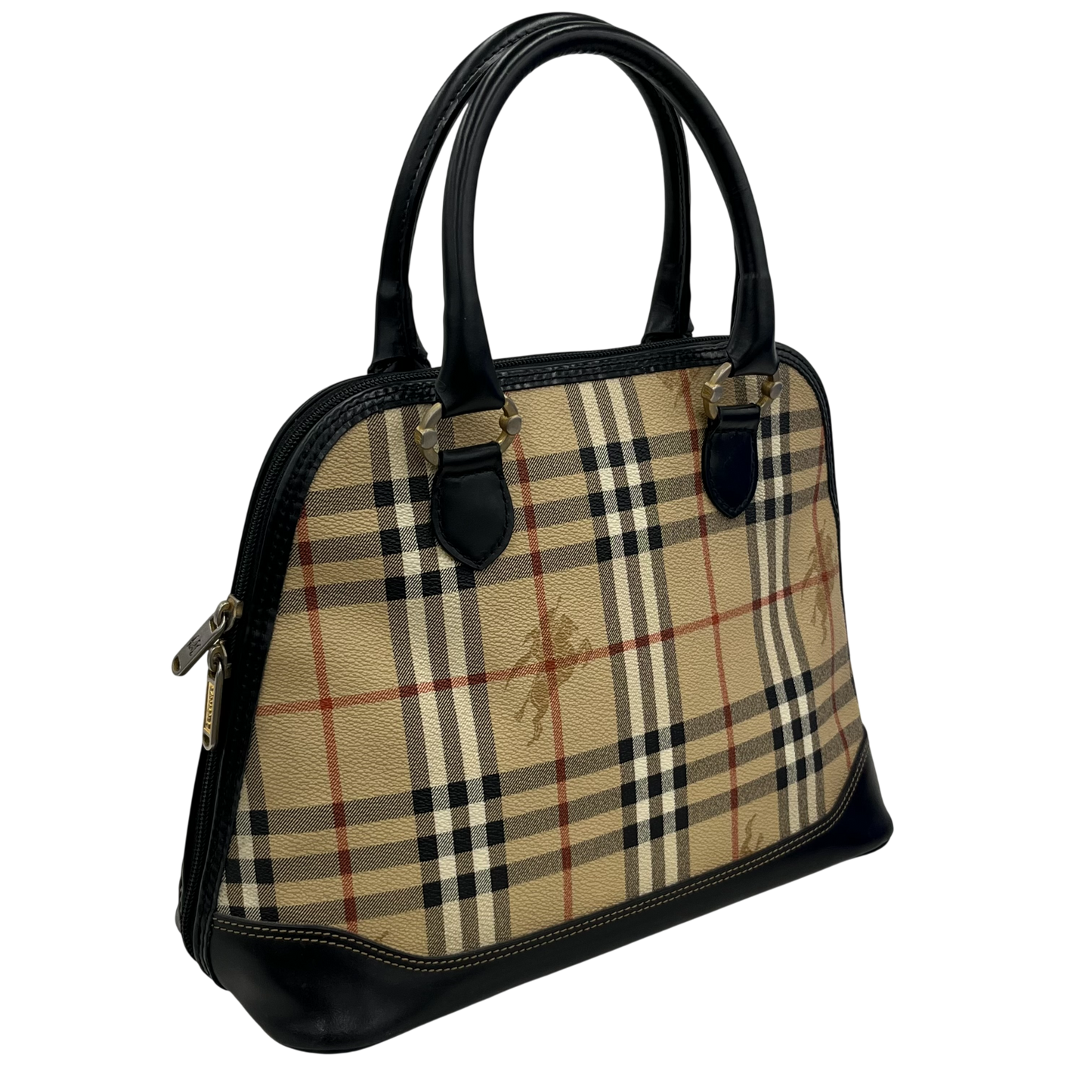 BURBERRY Handbag Rank (B) Brown And Black Scratch VINTAGE CHECK ALMA