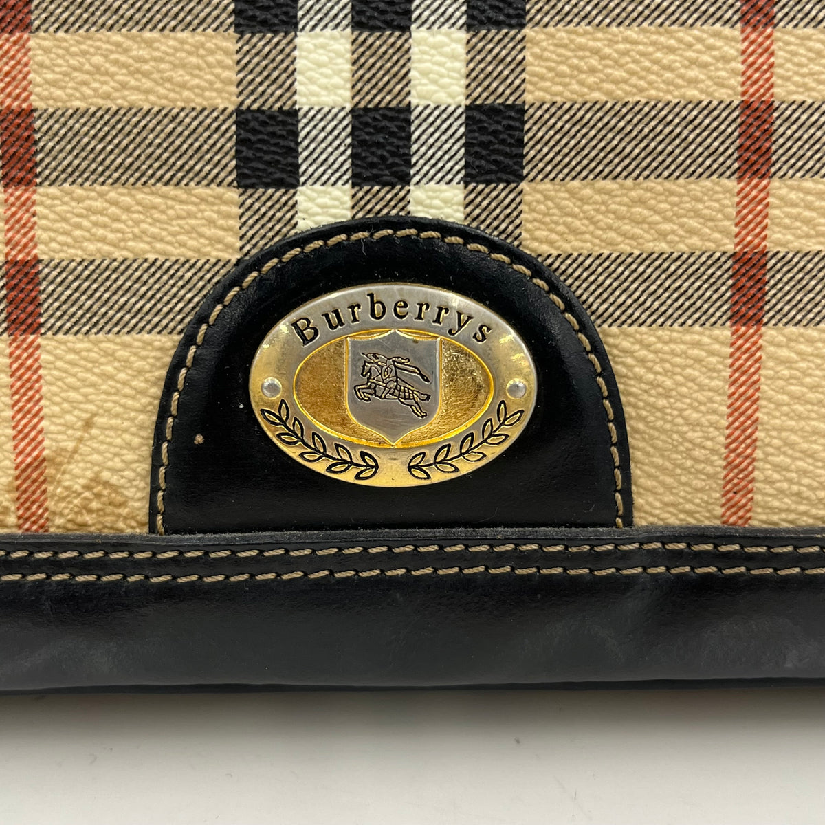 BURBERRY Handbag Rank (B) Brown And Black Scratch VINTAGE CHECK ALMA