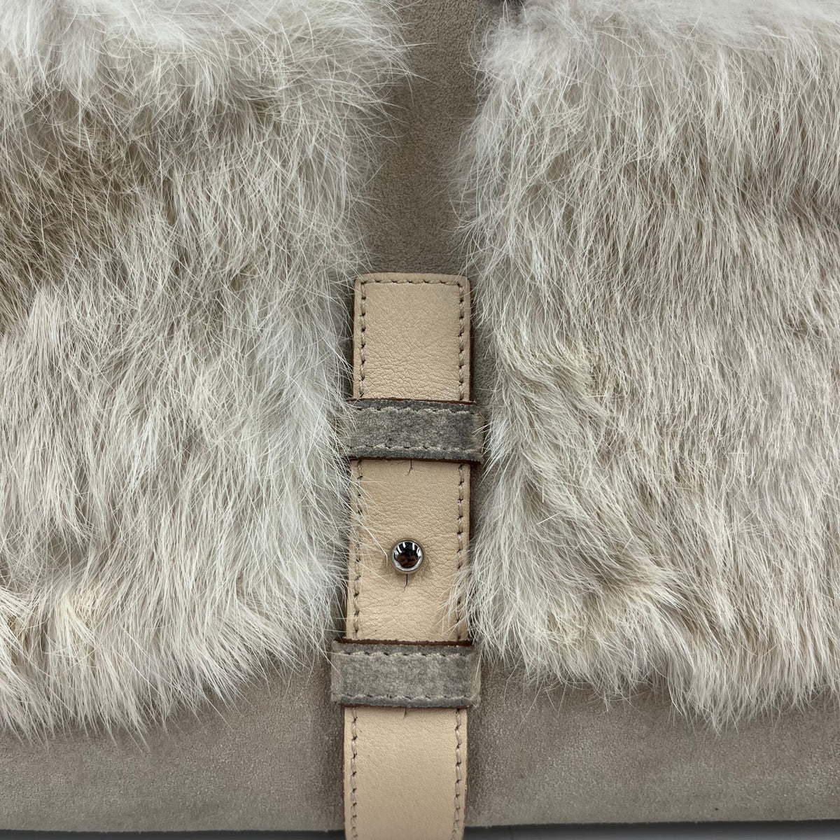 Salvatore Ferragamo Rabbit Fur Shoulder Bag DH-21 5742 Rank (B) Ivory Stain