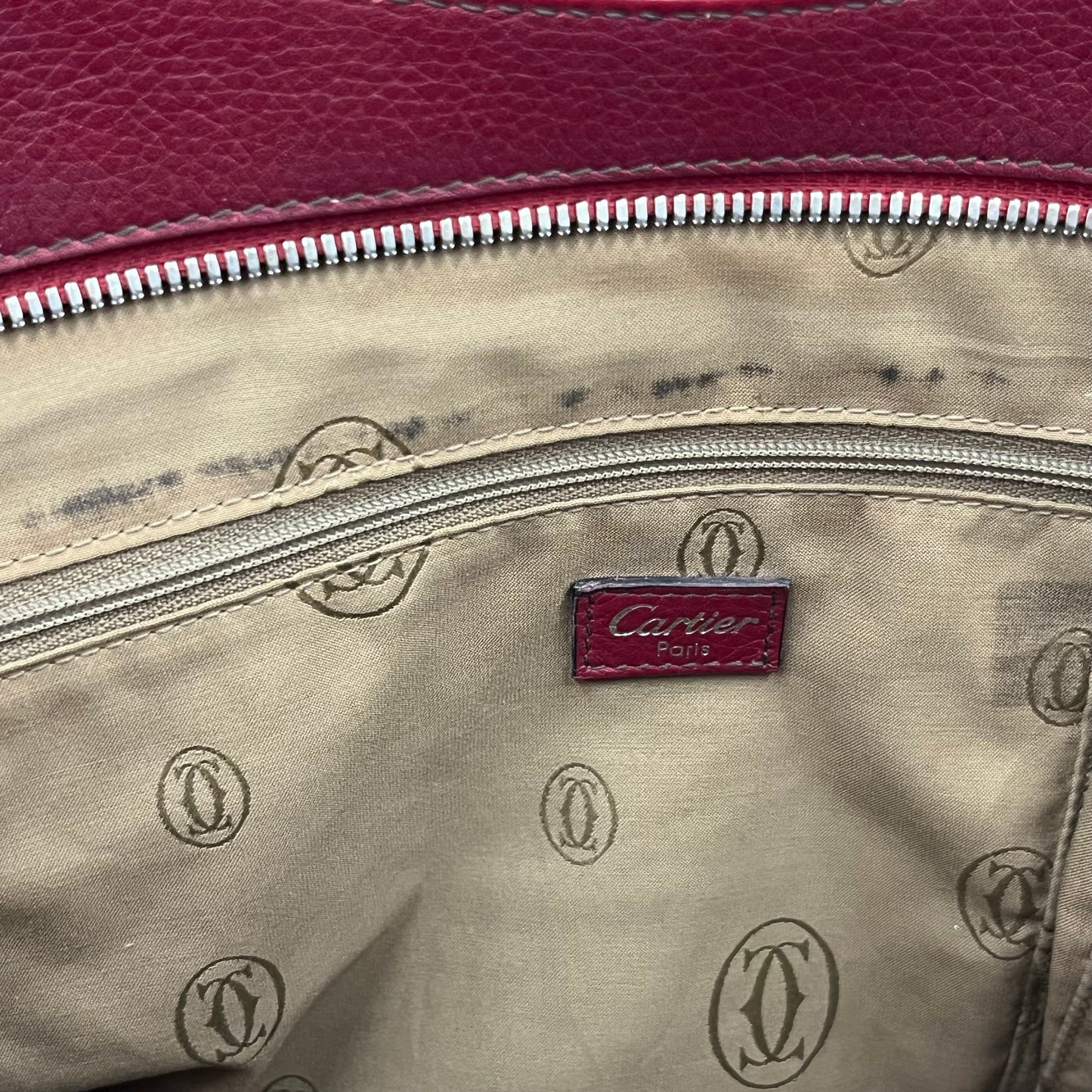 Cartier Handbag Rank (B) Burgundy Scratch