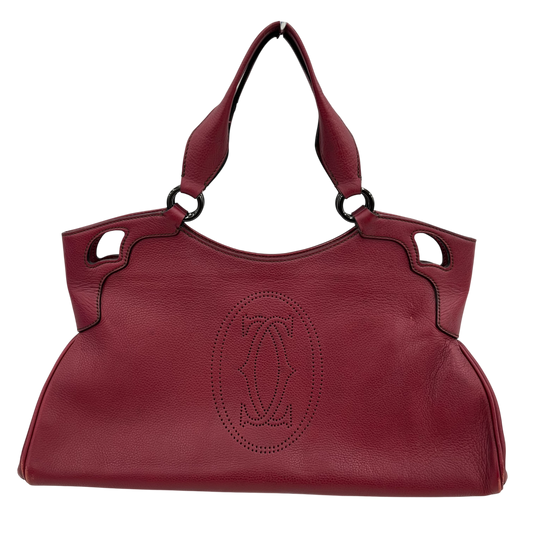 Cartier Handbag Rank (B) Burgundy Scratch