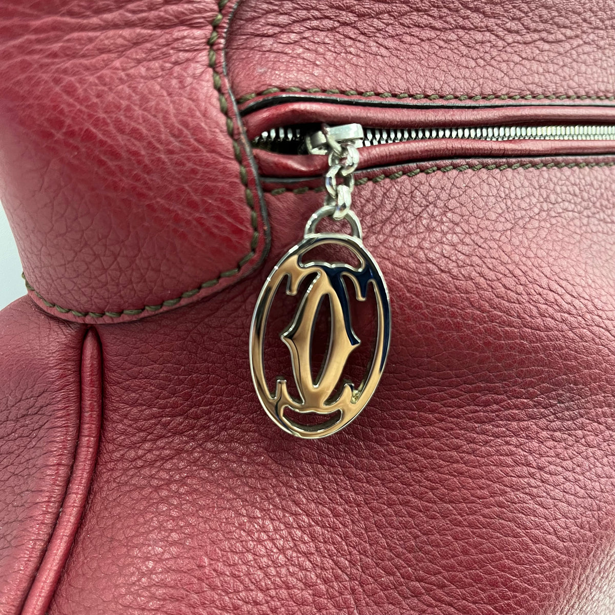 Cartier Handbag Rank (B) Burgundy Scratch