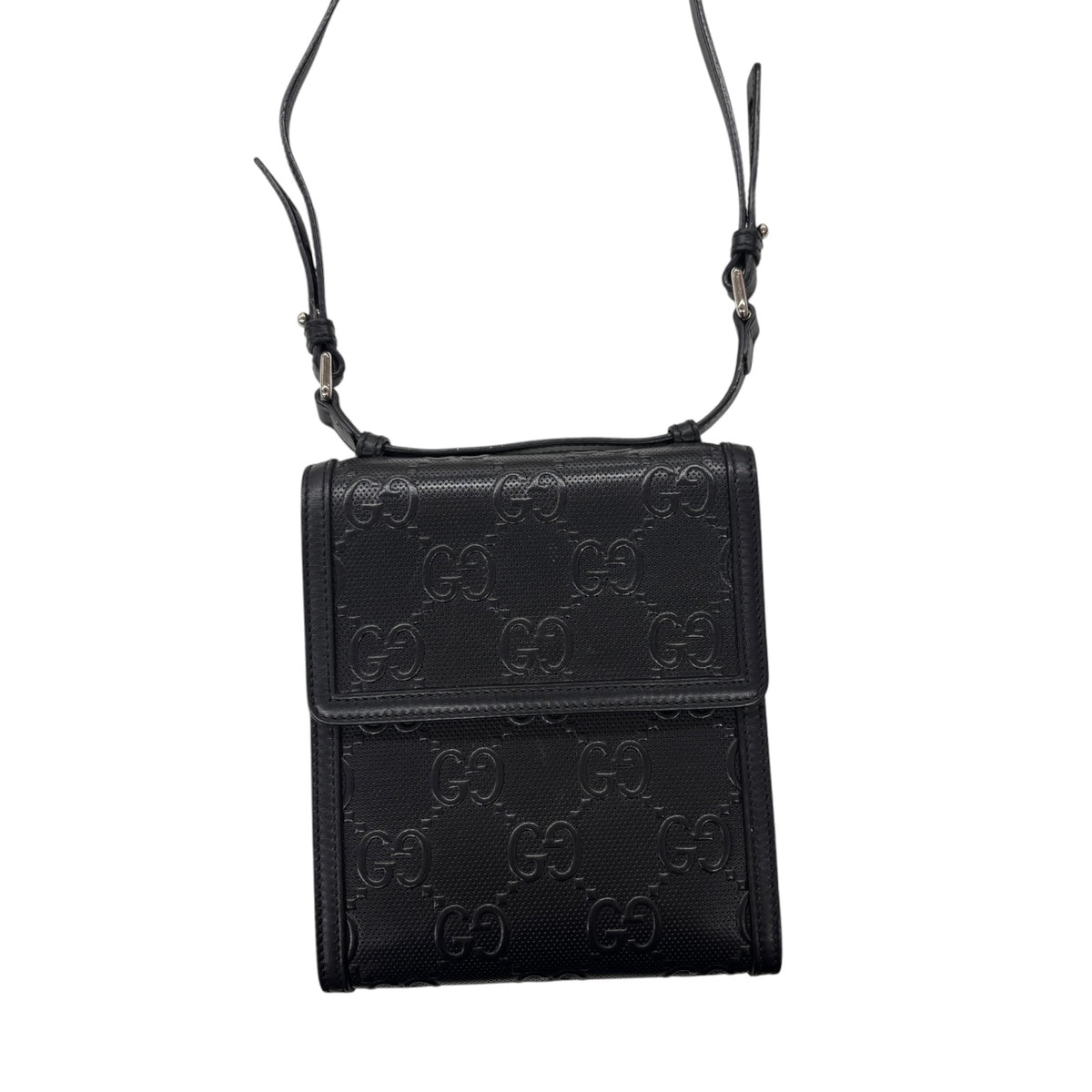 GUCCI Leather Mess GG Embossed 625782 Black