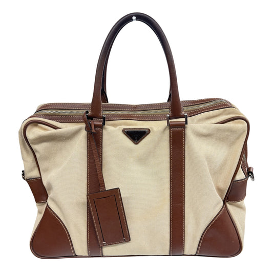 PRADA 2Way Bag VA0983 Brown/Beige Stain/Damage 173 Rank (BC)