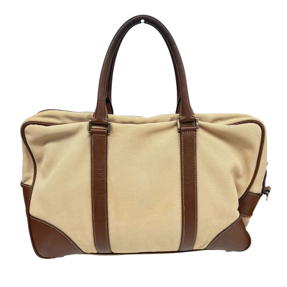 PRADA 2Way Bag VA0983 Brown/Beige Stain/Damage 173 Rank (BC)