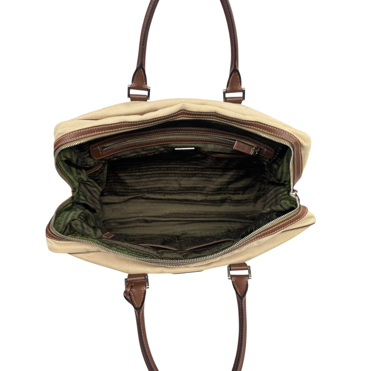 PRADA 2Way Bag VA0983 Brown/Beige Stain/Damage 173 Rank (BC)
