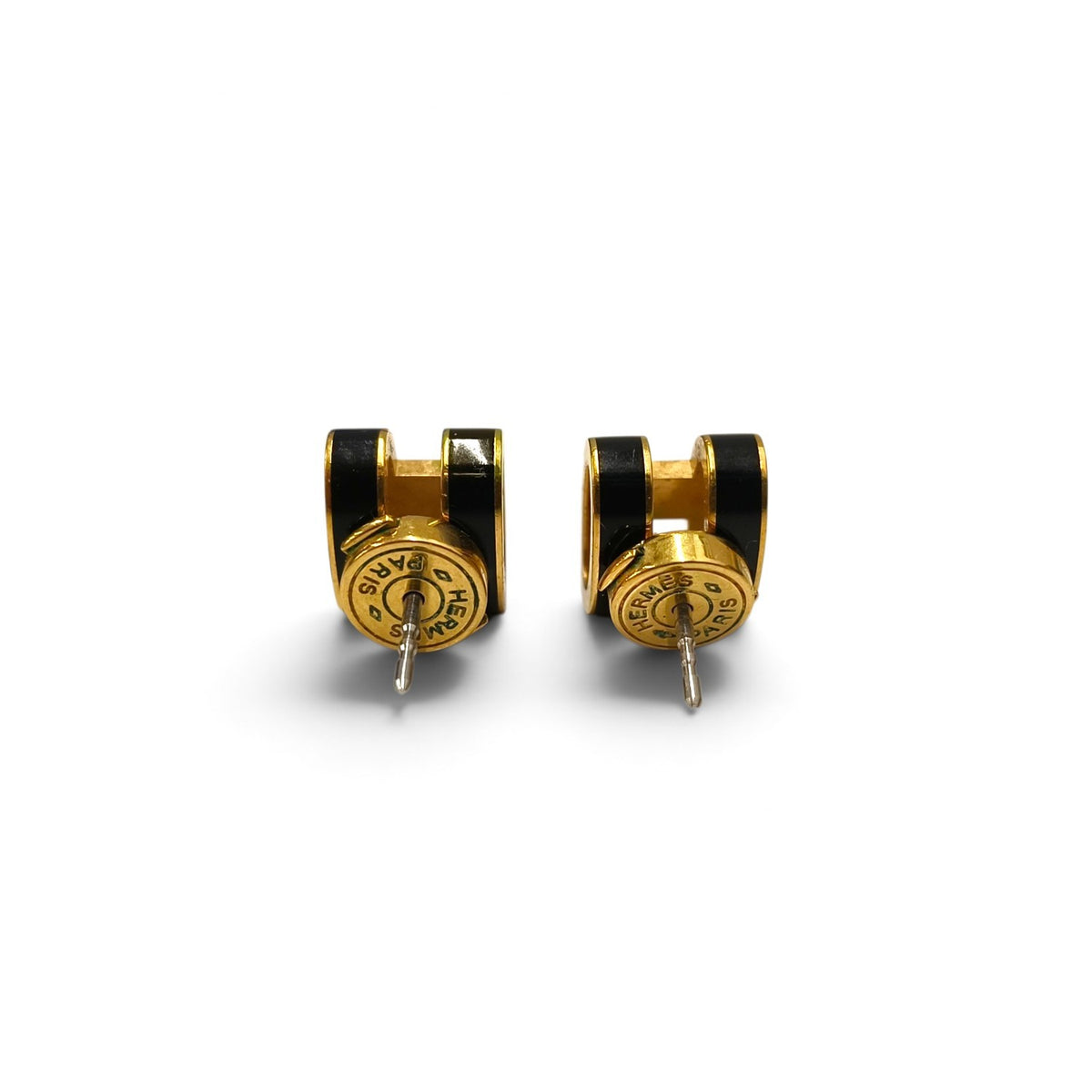 HERMES Earring Black Mini Pop H Rank B