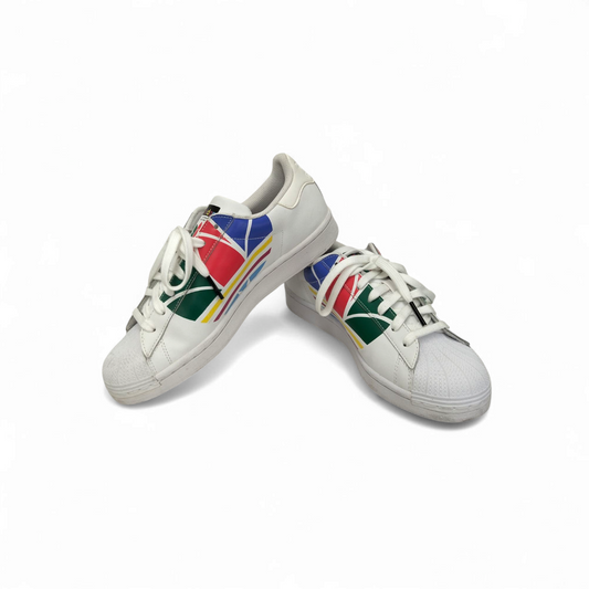 adidas Sneaker Size 7.5 Lady's White/Multicolor FU9519 *Stain* Superstar Pure Rank B