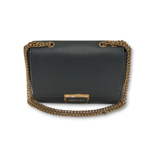 CHARLES & KEITH Shoulder Bag 80670824 Black *Stain* Rank B
