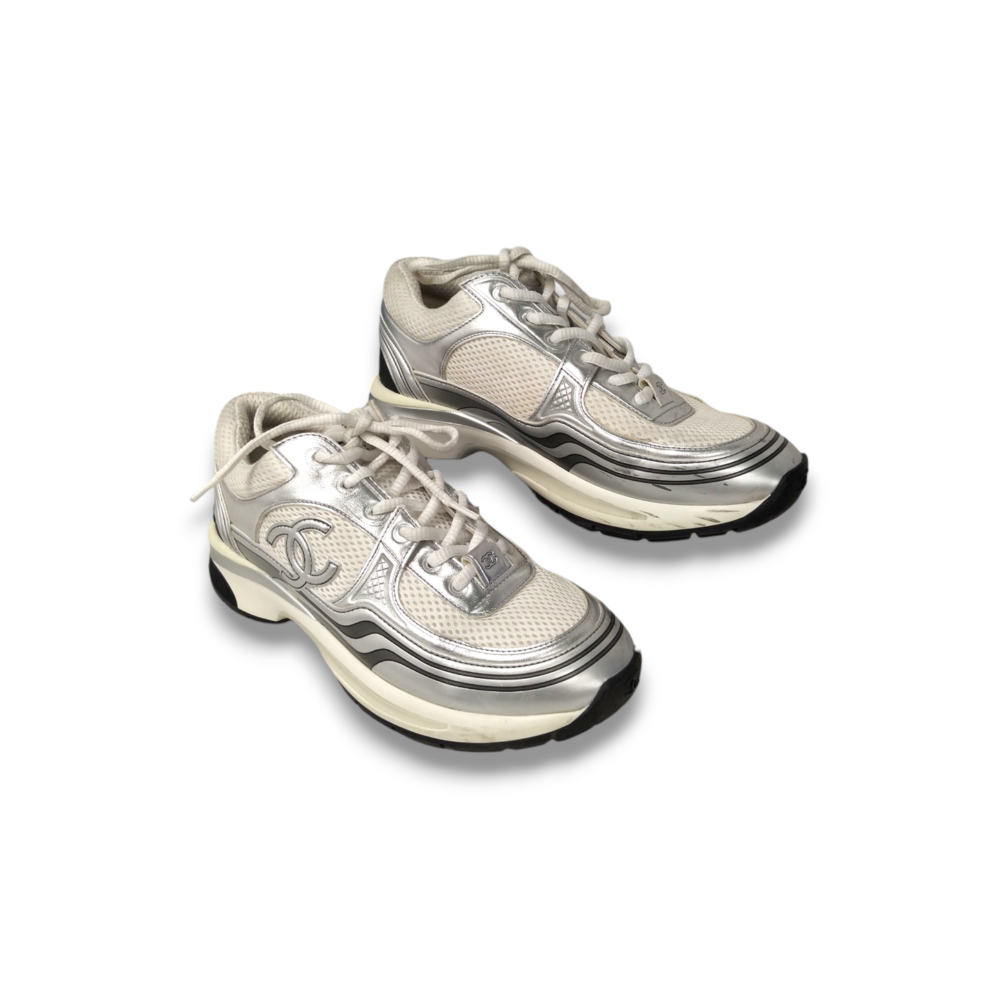 CHANEL Sneaker 38 G39792 Lady's White Rank B