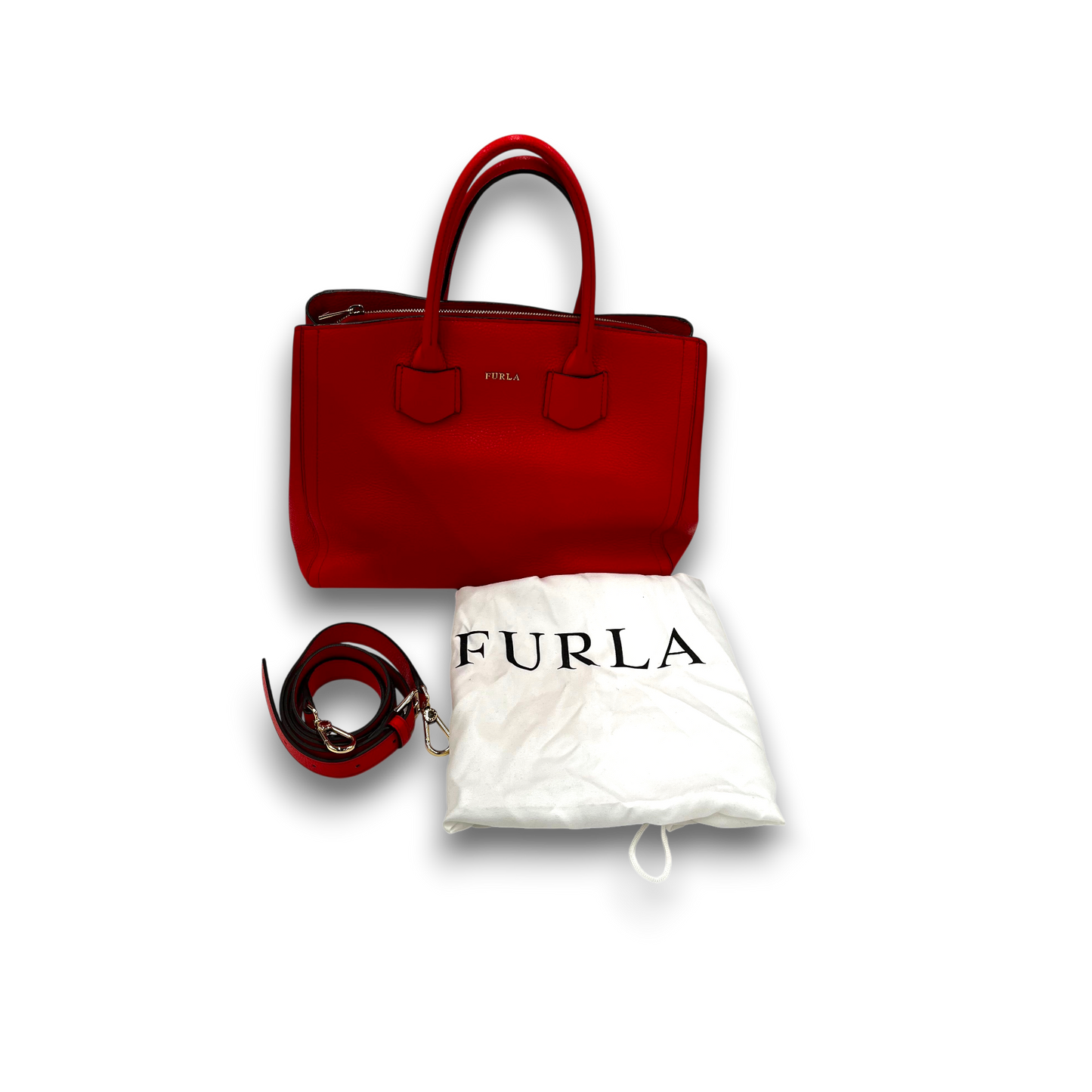 FURLA 2WAY Bag Red F7590 Rank(B)