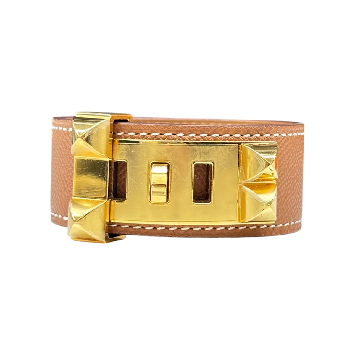 HERMES Bracelet Collier de Chien NM007NM Brown/Gold