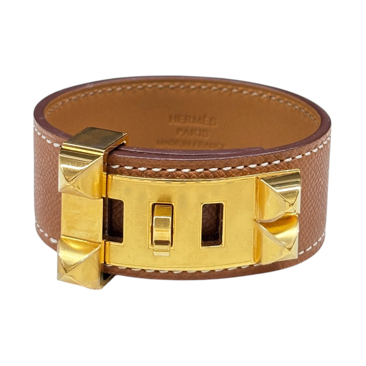 HERMES Bracelet Collier de Chien NM007NM Brown/Gold