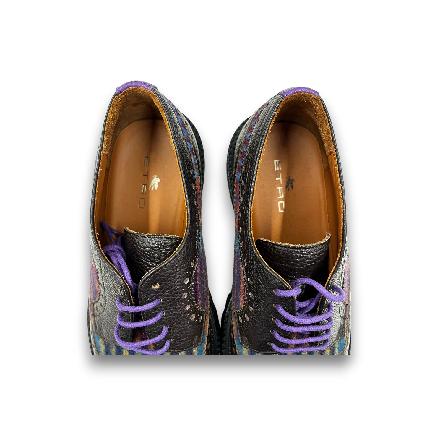 ETRO Switchching Wing Tip Shoes 41 Mens Brown