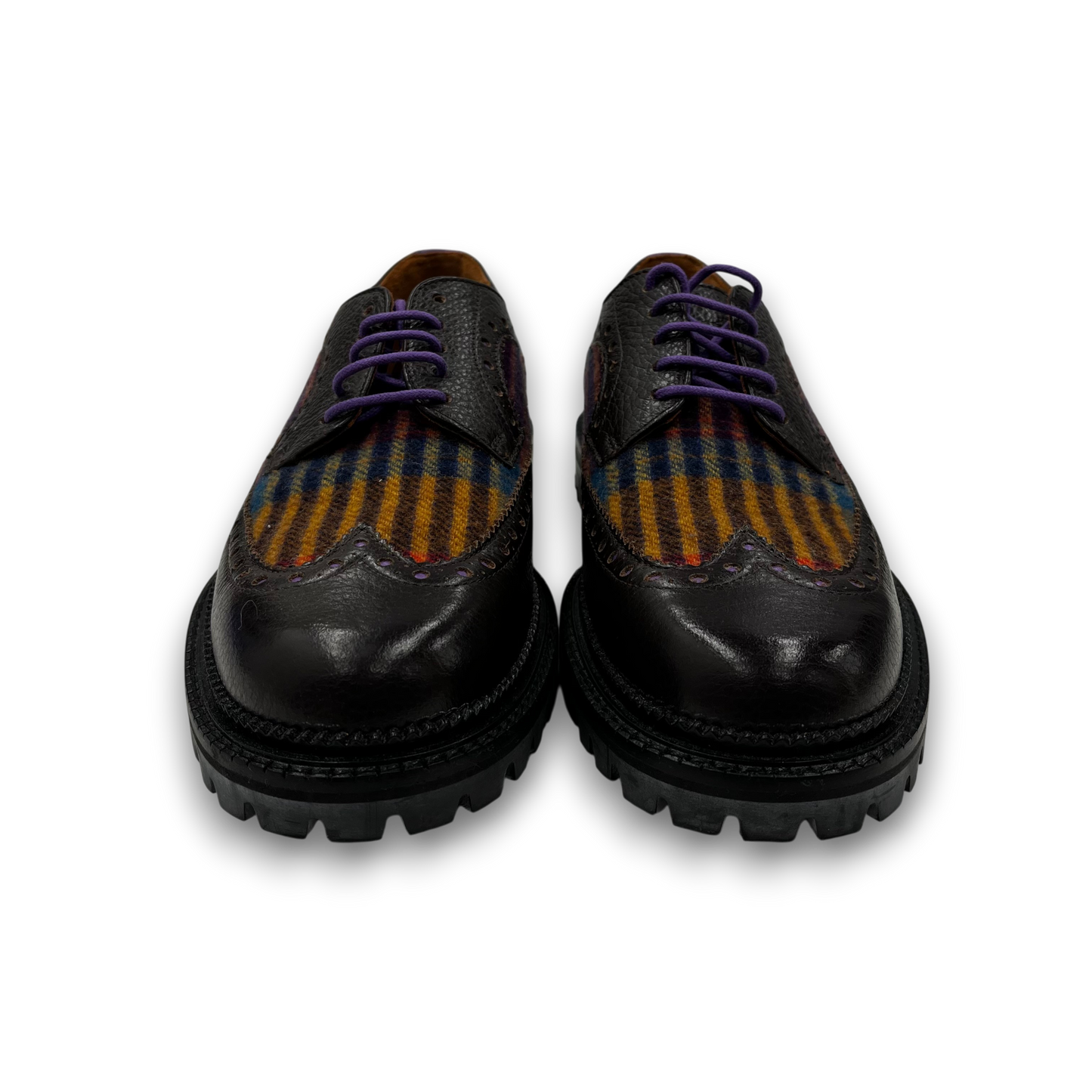 ETRO Switchching Wing Tip Shoes 41 Mens Brown