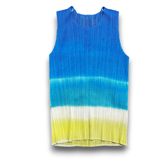 PLEATS PLEASE Tank Top 3 Lady's Blue/yellow Rank(B) PP78-JK761