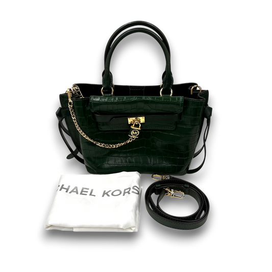 MICHAEL KORS 2WAY Bag 30F1G9HS1E Rank(A) Green Hamilton Legacy Small Crocodile Embossed Leather