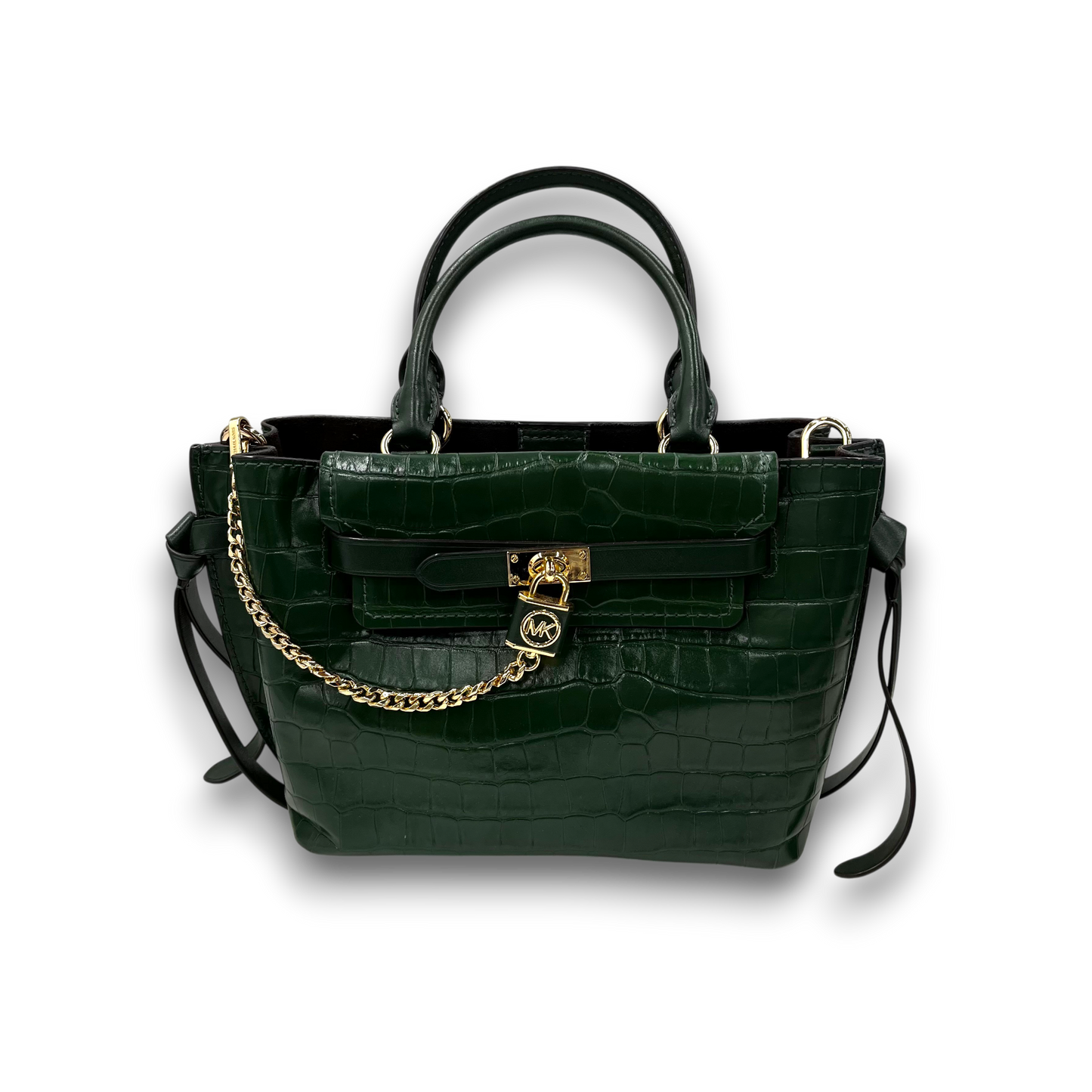 MICHAEL KORS 2WAY Bag 30F1G9HS1E Rank(A) Green Hamilton Legacy Small Crocodile Embossed Leather