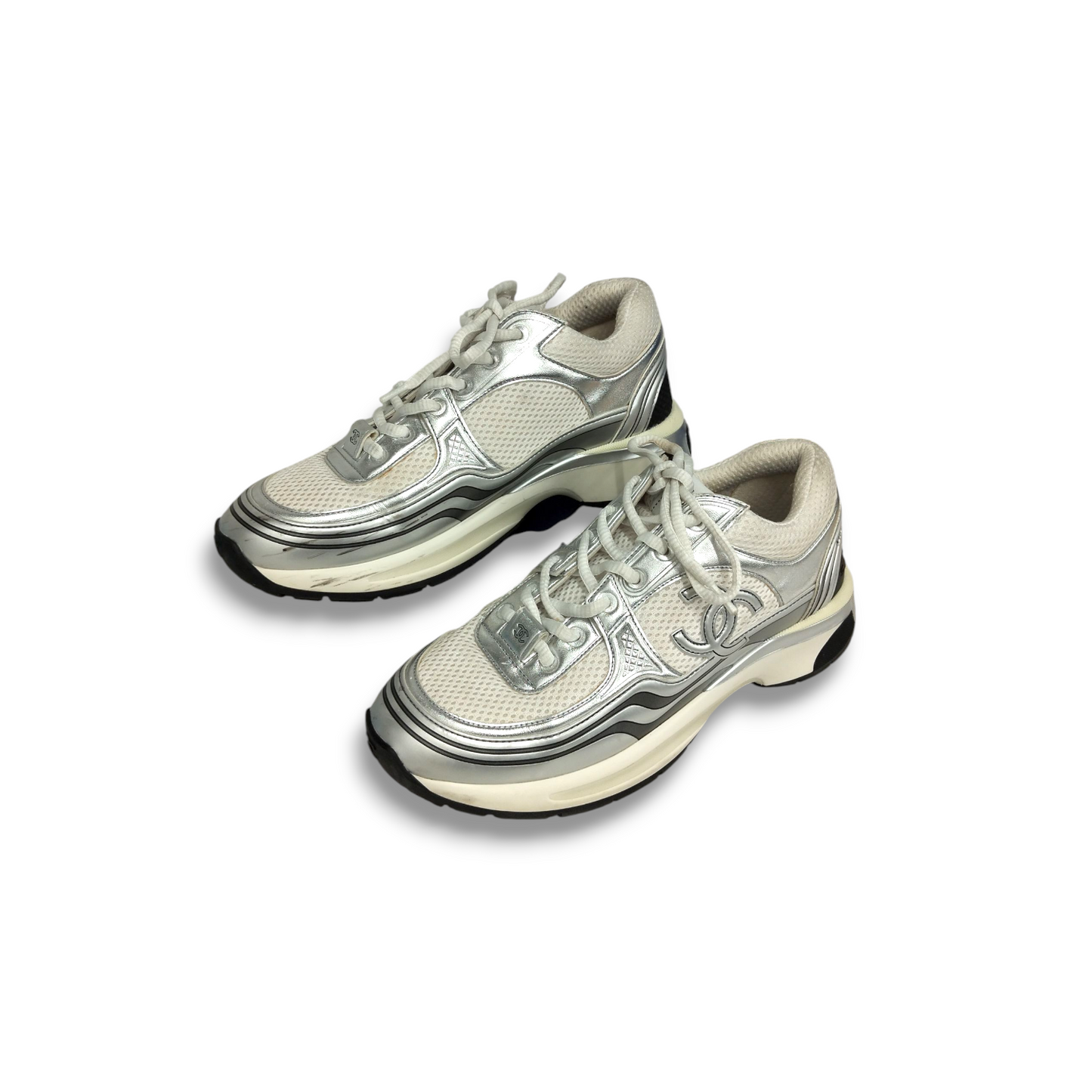 CHANEL Sneaker 38 G39792 Lady's White Rank B