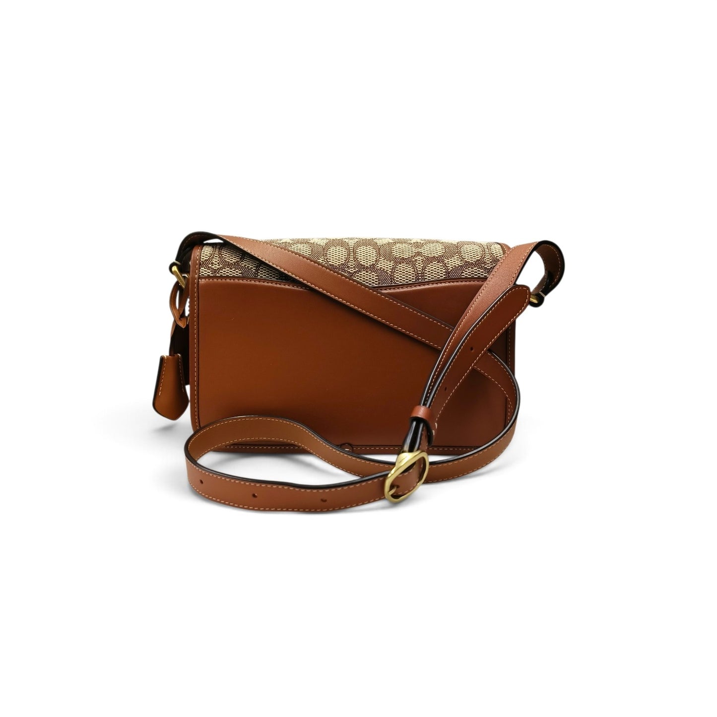 COACH Shoulder Bag C7935 Brown/Beige Jacquard Studio With Penguin Motif Rank B