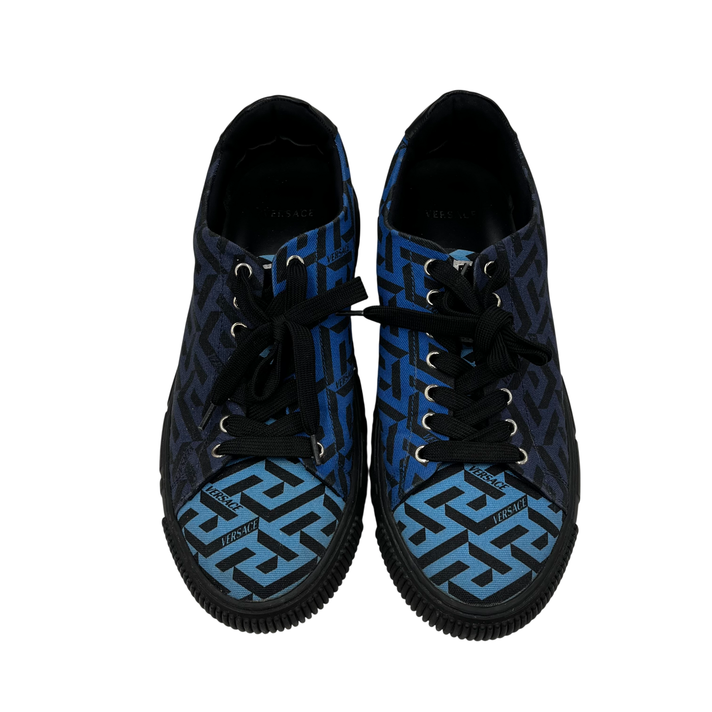 VERSACE Sneaker 42 Greca Canvas Mens Black/Blue Rank(B)